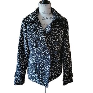 Wet seal medium  leopard cheetah print button jacket coat winter cat print tan